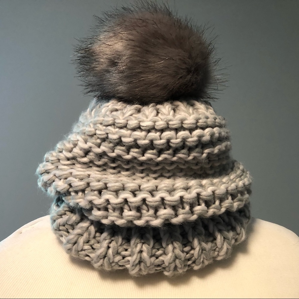 Free People Grey/White Pom Beanie
